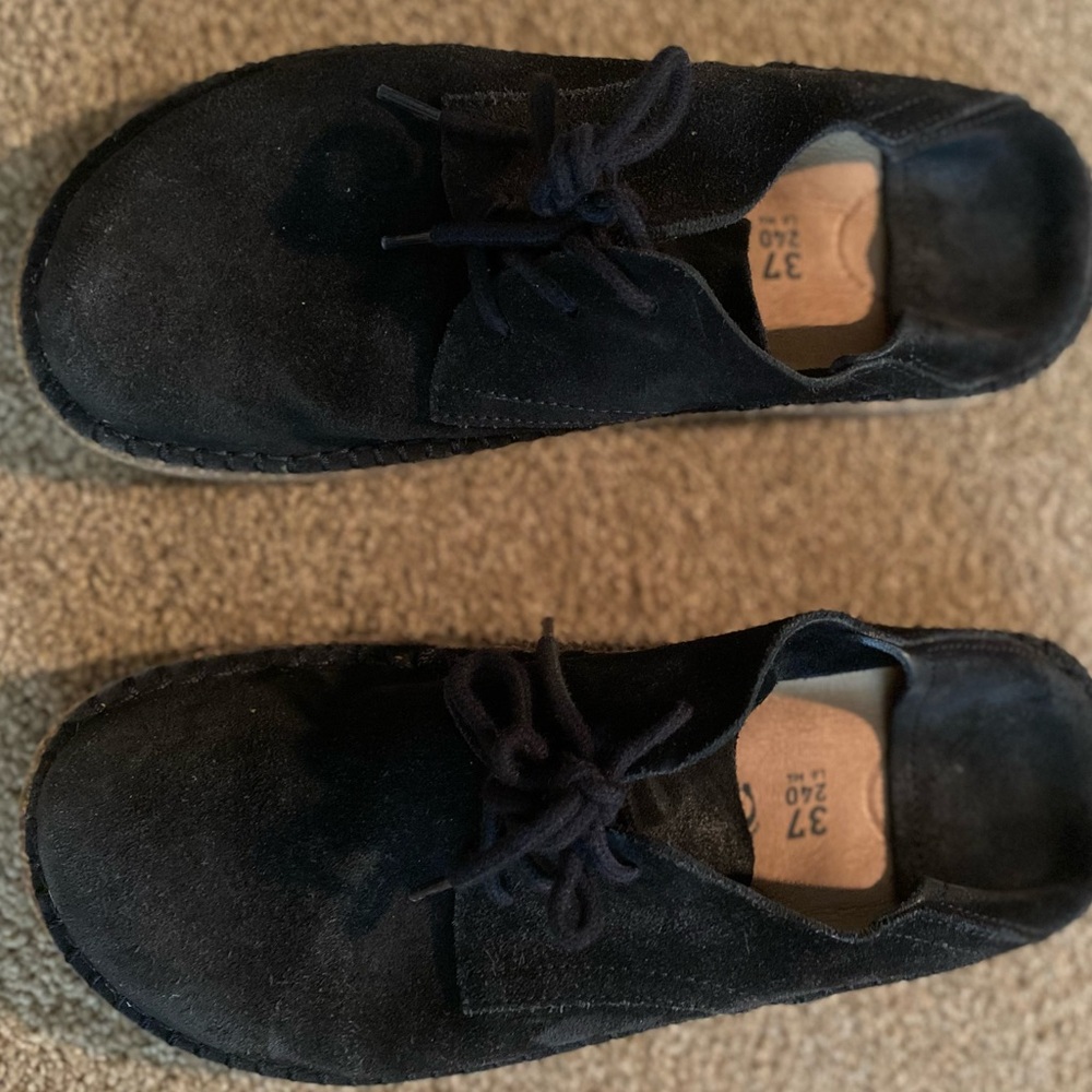 Birkenstock Gary suede black leather shoes size 37, gently worn .